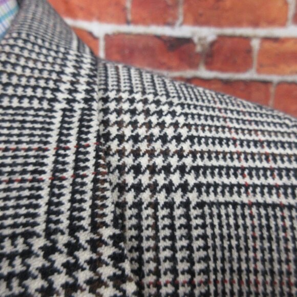 42 R-100% WOOL SPORT COAT BLACK & CREAM GLEN PLAID / HOUNDSTOOTH - Picture 6 of 10